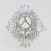 14K White Gold Semi Mount Ring Setting Cushion CU 10x8mm - Syzjewelry